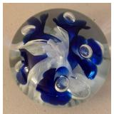 UL - Two Floral Motif Glass Paperweights