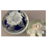 UL - Two Floral Motif Glass Paperweights