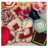 UL - Vintage Crochet Potholders - Assorted Hexagon, Round & Square Designs