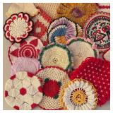 UL - Vintage Crochet Potholders - Assorted Hexagon, Round & Square Designs