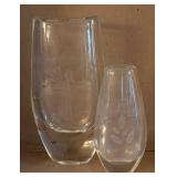 UL - Two Etched Crystal Vases