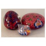 UL - Trio of Vibrant Glass Paperweights