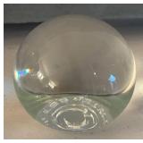 UL - Glass Paper Weight Trio - Clear Crystal Weights with Spiral Swirl, Sphere & Cube