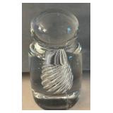 UL - Glass Paper Weight Trio - Clear Crystal Weights with Spiral Swirl, Sphere & Cube