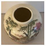 UL - Peacock & Bamboo Porcelain Vase - Asian Decor