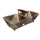 UL - Mid Century Georges Briard Culver Glass Serving Bowls with Brass Stand