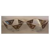 UL - Mid Century Georges Briard Culver Glass Serving Bowls with Brass Stand