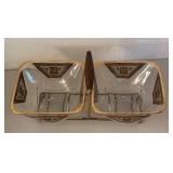 UL - Mid Century Georges Briard Culver Glass Serving Bowls with Brass Stand