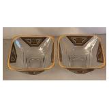 UL - Mid Century Georges Briard Culver Glass Serving Bowls with Brass Stand