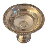 UL - Vintage Sterling Weighted Silver Compote with Rope Edge Rim