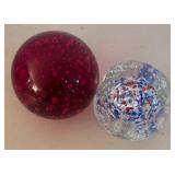 UL - Pair of Controlled Bubble Glass Paperweights