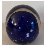 UL - Two Blue Glass Paperweights