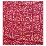 BR1 - Vintage Damask Bedspread - Red & Gold Fringe