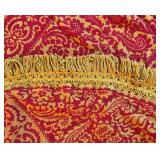 BR1 - Vintage Damask Bedspread - Red & Gold Fringe