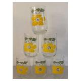 UL - Six Juice Glasses - Vintage Floral Daisy Pattern