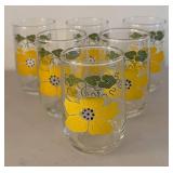 UL - Six Juice Glasses - Vintage Floral Daisy Pattern