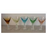 UL - Five Colored Twisted-Stem Martini Glasses