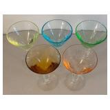 UL - Five Colored Twisted-Stem Martini Glasses