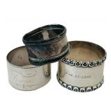BR1 - Napkin Rings - Antique Sterling Silver (Lot of 3)