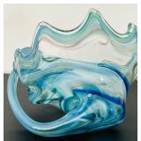 Vintage Murano-Style Hand Blown Glass Swan Bowl
