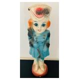 BR1 - Vintage Chalkware Soldier Figurine - Blue Coat, Orange Hair