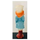BR1 - Vintage Chalkware Soldier Figurine - Blue Coat, Orange Hair