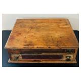 BR1 - Antique Spool Cabinet - Wooden Two Drawer Thread Spool Storage