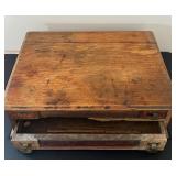 BR1 - Antique Spool Cabinet - Wooden Two Drawer Thread Spool Storage