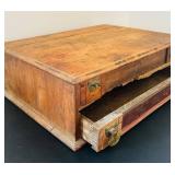 BR1 - Antique Spool Cabinet - Wooden Two Drawer Thread Spool Storage