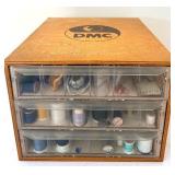 BR1 - DMC Thread Organizer Box With Assorted Sewing Spools - 4-Drawer Cabinet