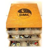 BR1 - DMC Thread Organizer Box With Assorted Sewing Spools - 4-Drawer Cabinet