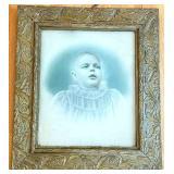 uL - Ornate Gilt Picture Frame - Antique Baby Portrait