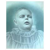 uL - Ornate Gilt Picture Frame - Antique Baby Portrait