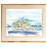 uL - Greek Island Scene Watercolor - Unframed