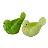 BR1 - Vintage Ceramic Bird Figurines - Pair, 3 in Tall, Green & Yellow