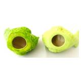 BR1 - Vintage Ceramic Bird Figurines - Pair, 3 in Tall, Green & Yellow