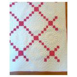 uL - Quilt - Vintage 65 x 83 in - Pink Diamond Lattice Patchwork