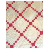 uL - Quilt - Vintage 65 x 83 in - Pink Diamond Lattice Patchwork