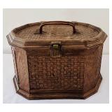 uL - Hexagonal Wooden Sewing Box with Accessories - 9 x 16 in