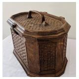 uL - Hexagonal Wooden Sewing Box with Accessories - 9 x 16 in