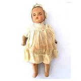 uL - 18-Inch Vintage Composition Baby Doll - Cream Dress & Bonnet