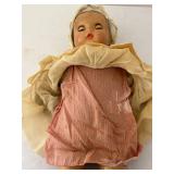 uL - 18-Inch Vintage Composition Baby Doll - Cream Dress & Bonnet