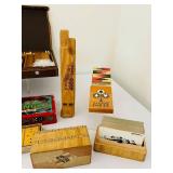 uL - Vintage Wooden Board Games & Toys: Tinkertoy Cylinder, Dominoes Double Nine, Oriental Checkers