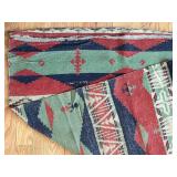 uL - Kilim Runner Rug 38 x 66 in Geometric Pattern - Red Green Navy