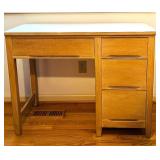 uL - Vintage Wooden Desk with 4-Drawer Right-Side Cabinet