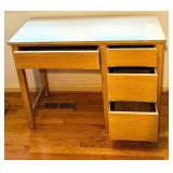 uL - Vintage Wooden Desk with 4-Drawer Right-Side Cabinet