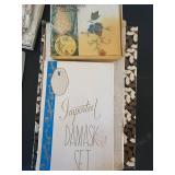 BB - Vintage Damask Linen Set & Real Hand Embroidered Linens - Country Diary Collection