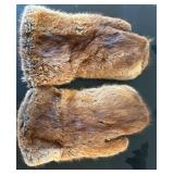 BB - Brown Fur Gloves with Leather Palms - Pair