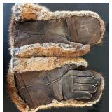 BB - Brown Fur Gloves with Leather Palms - Pair