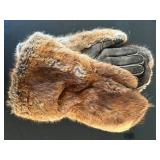 BB - Brown Fur Gloves with Leather Palms - Pair